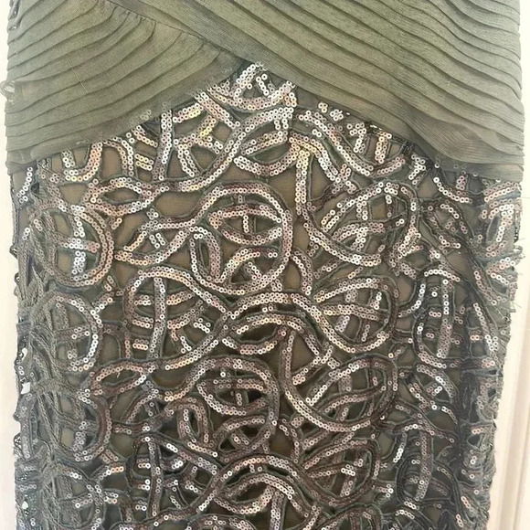 Rickie Freeman Teri Jon Mother Of The Bride Dress Crisscross Ruches Sequins Sz 6 - Picture 4 of 9